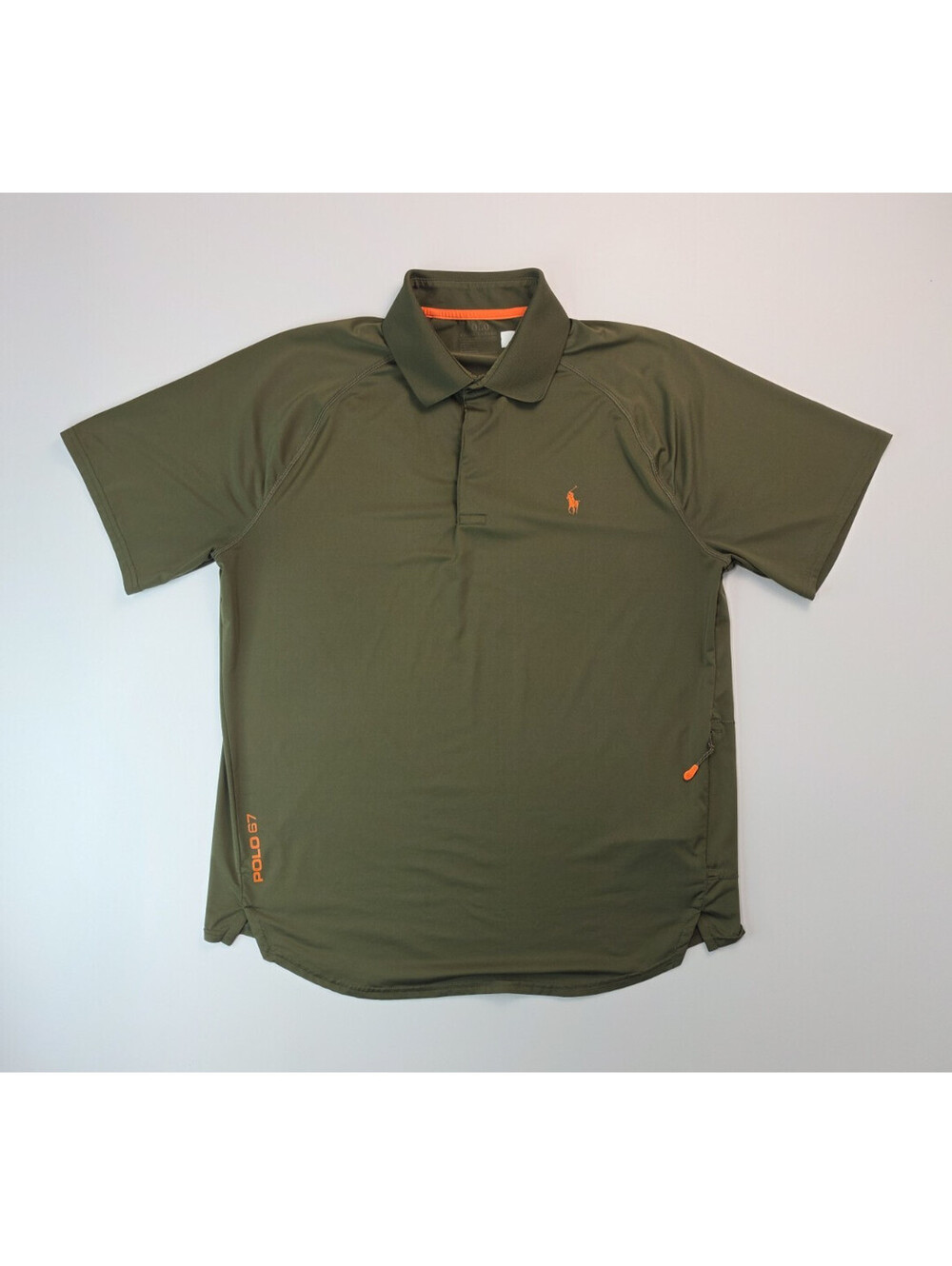 Polo Ralph Lauren Performance Olive Green Stow Pocket Polo Shirt Mens Large L